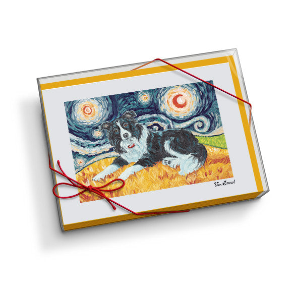 Border Collie Starry Night Notecard Set