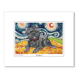 Cairn Terrier Dark Starry Night Matted Print