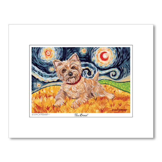 Cairn Terrier Light Starry Night Matted Print