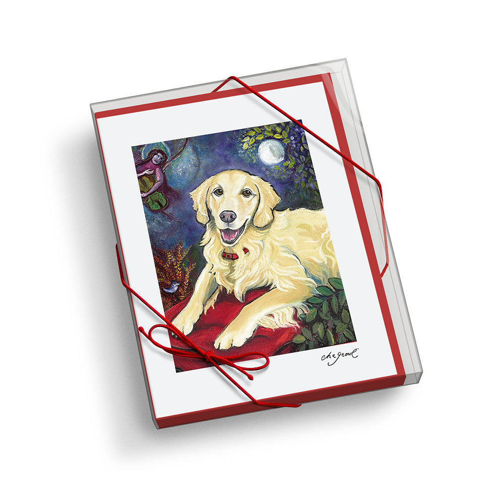 Golden Retriever Cream Chagrowl Notecard Set