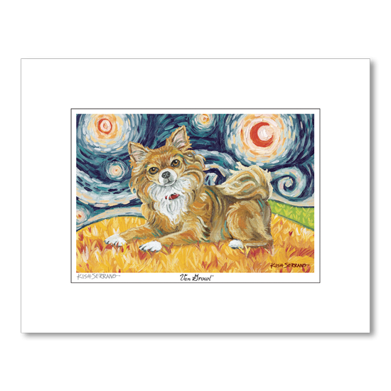 Chihuahua Longhair Starry Night Matted Print