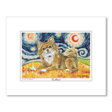 Chihuahua Longhair Starry Night Matted Print