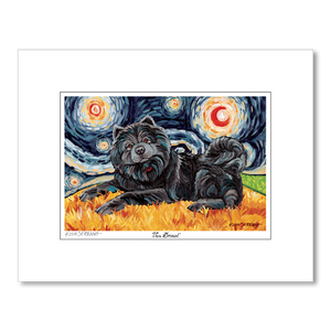 Chow Black Starry Night Matted Print