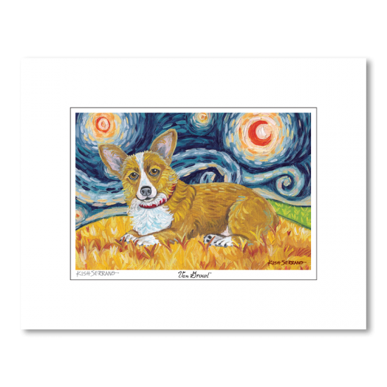 Corgi Pembroke Welsh Starry Night Matted Print