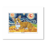 Corgi Pembroke Welsh Starry Night Matted Print