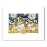 Cavalier King Charles Blenheim Starry Night Matted Print