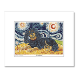 Cavalier King Charles Black and Tan Starry Night Matted Print