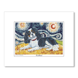 Cavalier King Charles Tri-Color Starry Night Matted Print