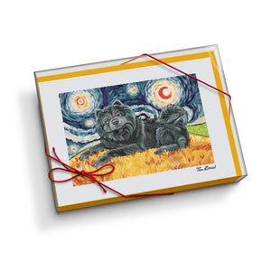 Chow Black Starry Night Notecard Set