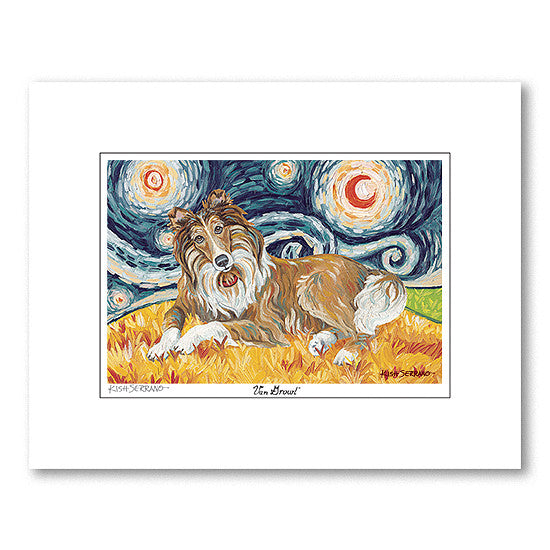 Collie Starry Night Matted Print