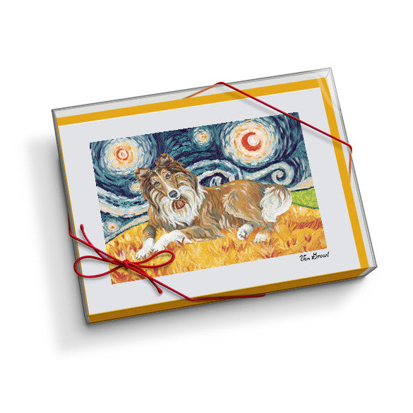 Collie Starry Night Notecard Set