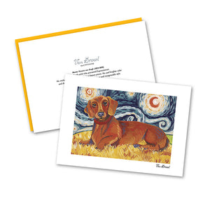 Dachshund Red Starry Night Notecard Set