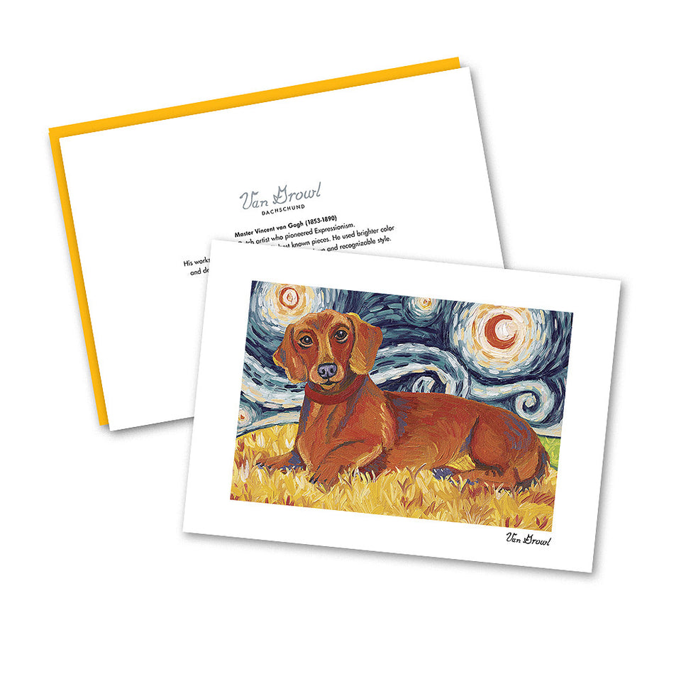 Dachshund Red Starry Night Notecard Set