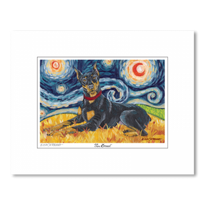 Doberman Starry Night Matted Print