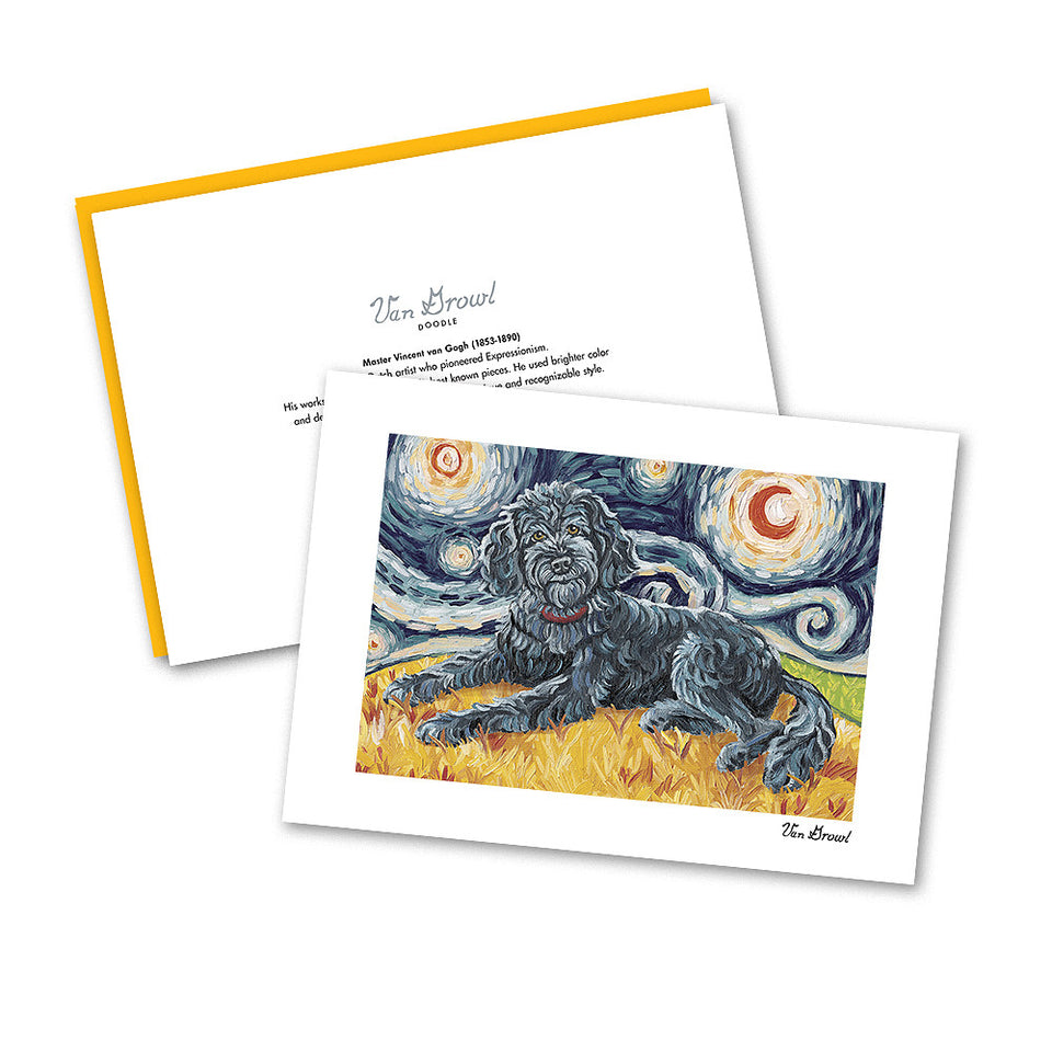 Doodle Black Starry Night Notecard Set