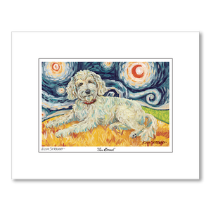 Doodle Cream Starry Night Matted Print