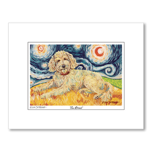 Doodle Golden Starry Night Matted Print