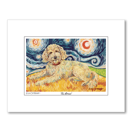 Doodle Golden Starry Night Matted Print
