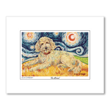 Doodle Golden Starry Night Matted Print