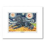 Doodle Black Starry Night Matted Print