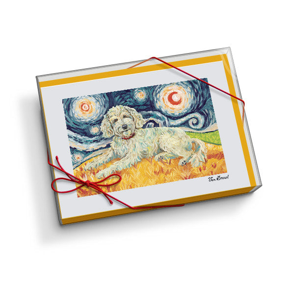 Doodle Cream Starry Night Notecard Set