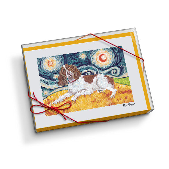 English Springer Spaniel Starry Night Notecard Set