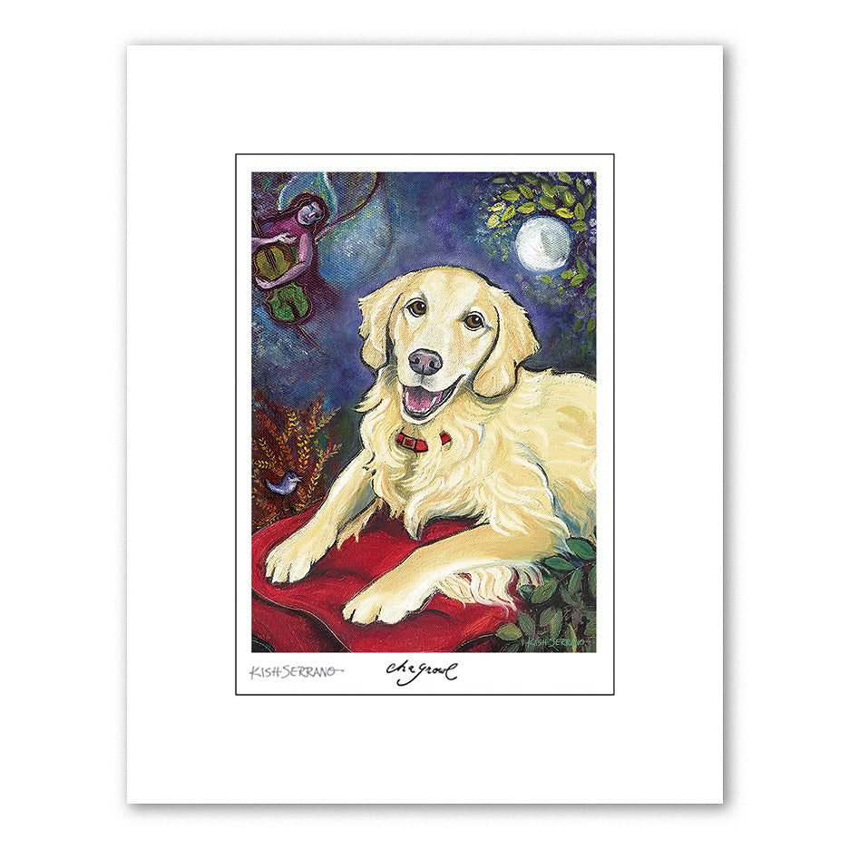 Golden Retriever Cream Matted Print