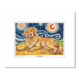 Golden Retriever Starry Night Matted Print