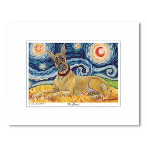 Great Dane Starry Night Matted Print