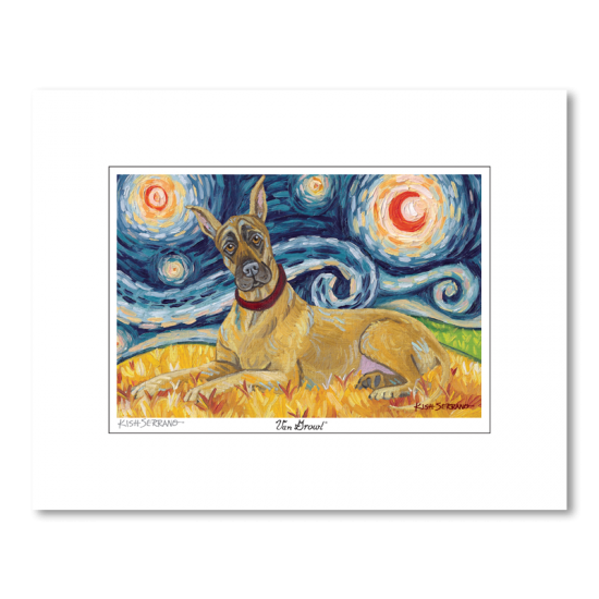 Great Dane Starry Night Matted Print