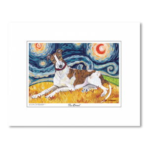 Greyhound Starry Night Matted Print
