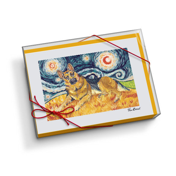 German Shepherd Starry Night Notecard Set