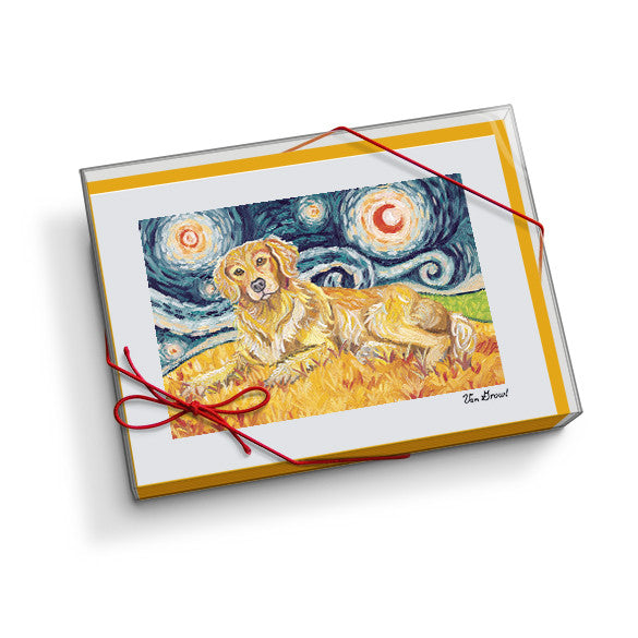 Golden Retriever Starry Night Notecard Set