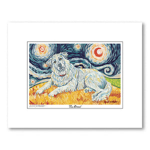 Great Pyrenees Starry Night Matted Print