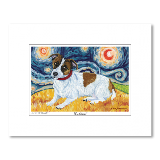 Jack Russell Starry Night Matted Print