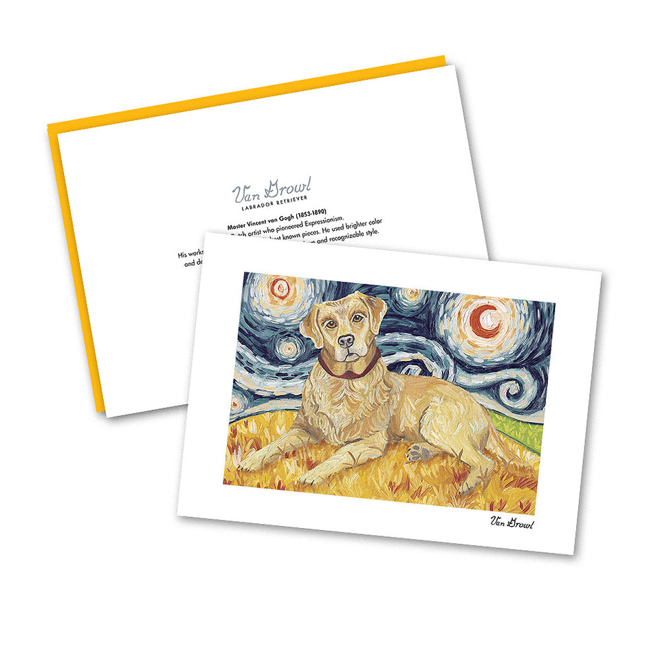 Labrador Yellow Starry Night Notecard Set