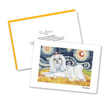 Maltese Longhair Starry Night Notecard Set
