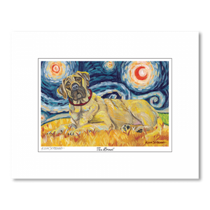 Mastiff Starry Night Matted Print