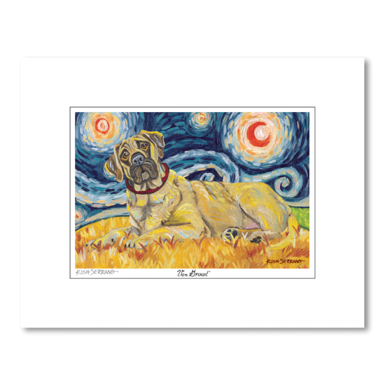 Mastiff Starry Night Matted Print