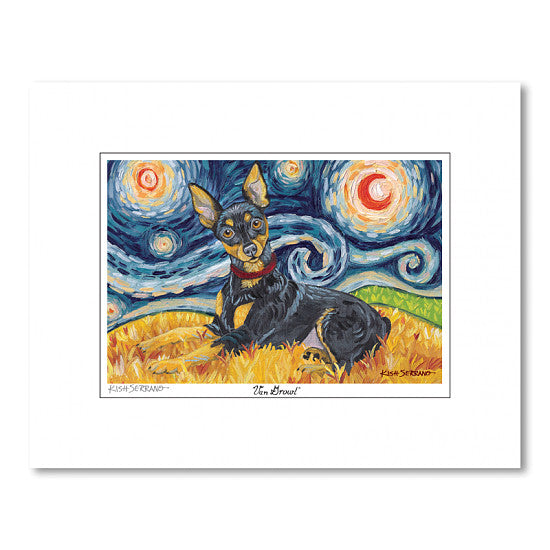 Miniature Pinscher Starry Night Matted Print