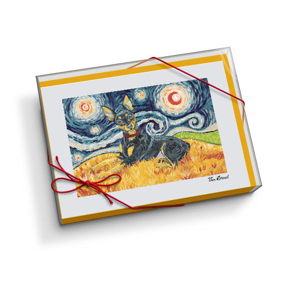 Miniature Pinscher Starry Night Notecard Set