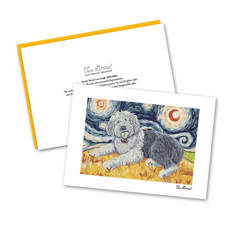 Old English Sheepdog Starry Night Notecard Set