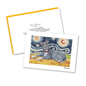 Pitbull Gray Starry Night Notecard Set