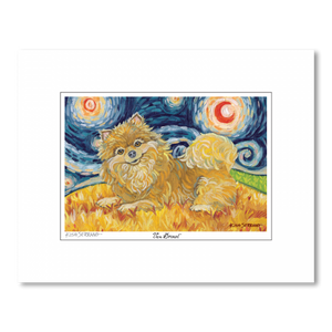 Pomeranian Starry Night Matted Print