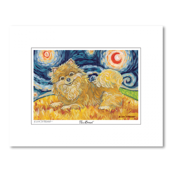 Pomeranian Starry Night Matted Print