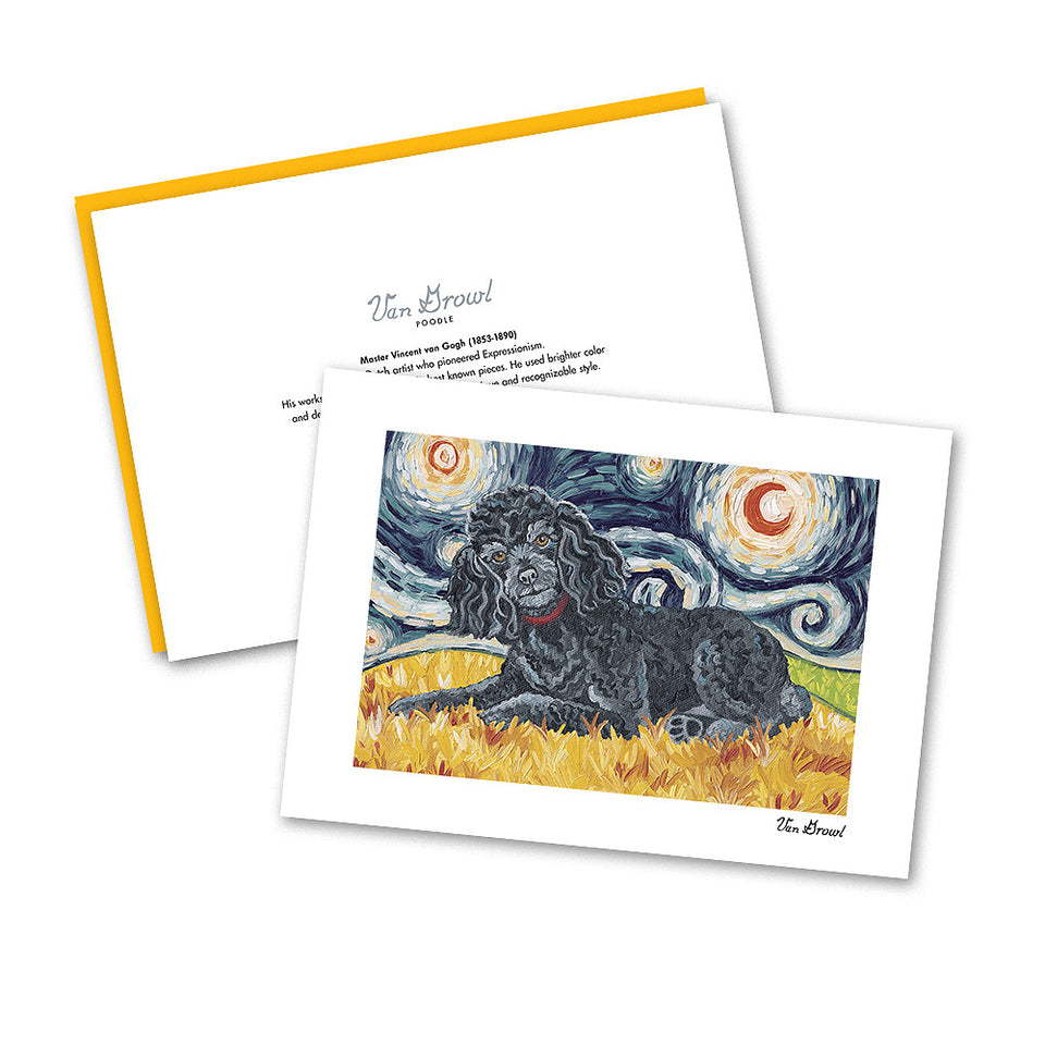 Poodle Black Starry Night Notecard Set
