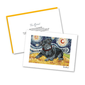 Pug Black Starry Night Notecard Set