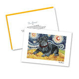 Pug Black Starry Night Notecard Set