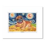 Pug Starry Night Matted Print