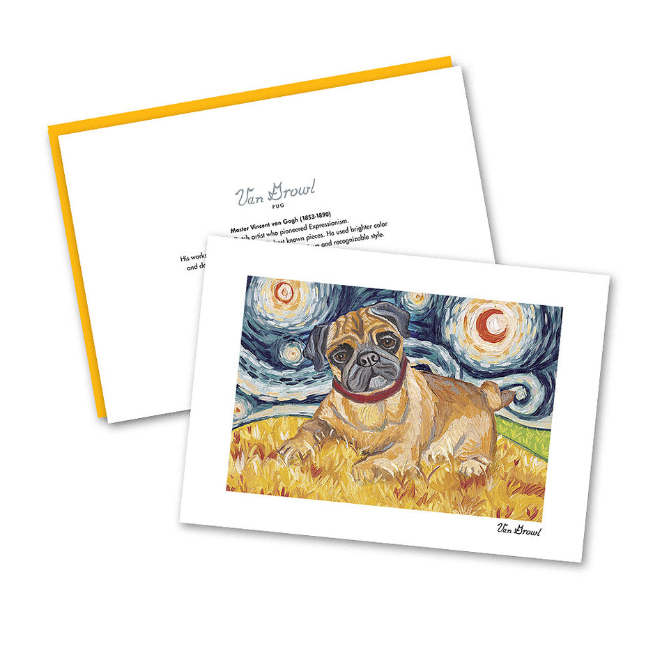 Pug Starry Night Notecard Set